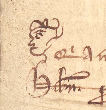 Head in profile, crowned, C 60/35, m. 11.